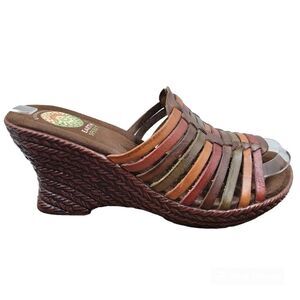 EARTH SPIRIT Strappy Leather Wedge Heels 7.5